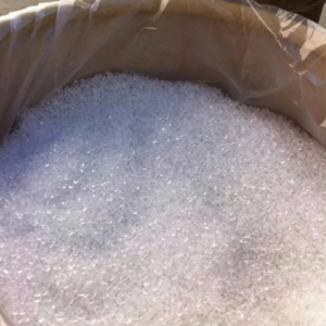 Perfluoroethylene propylene copolymer Bag of white granulated sugar filled to the top, visible through a clear plastic bag